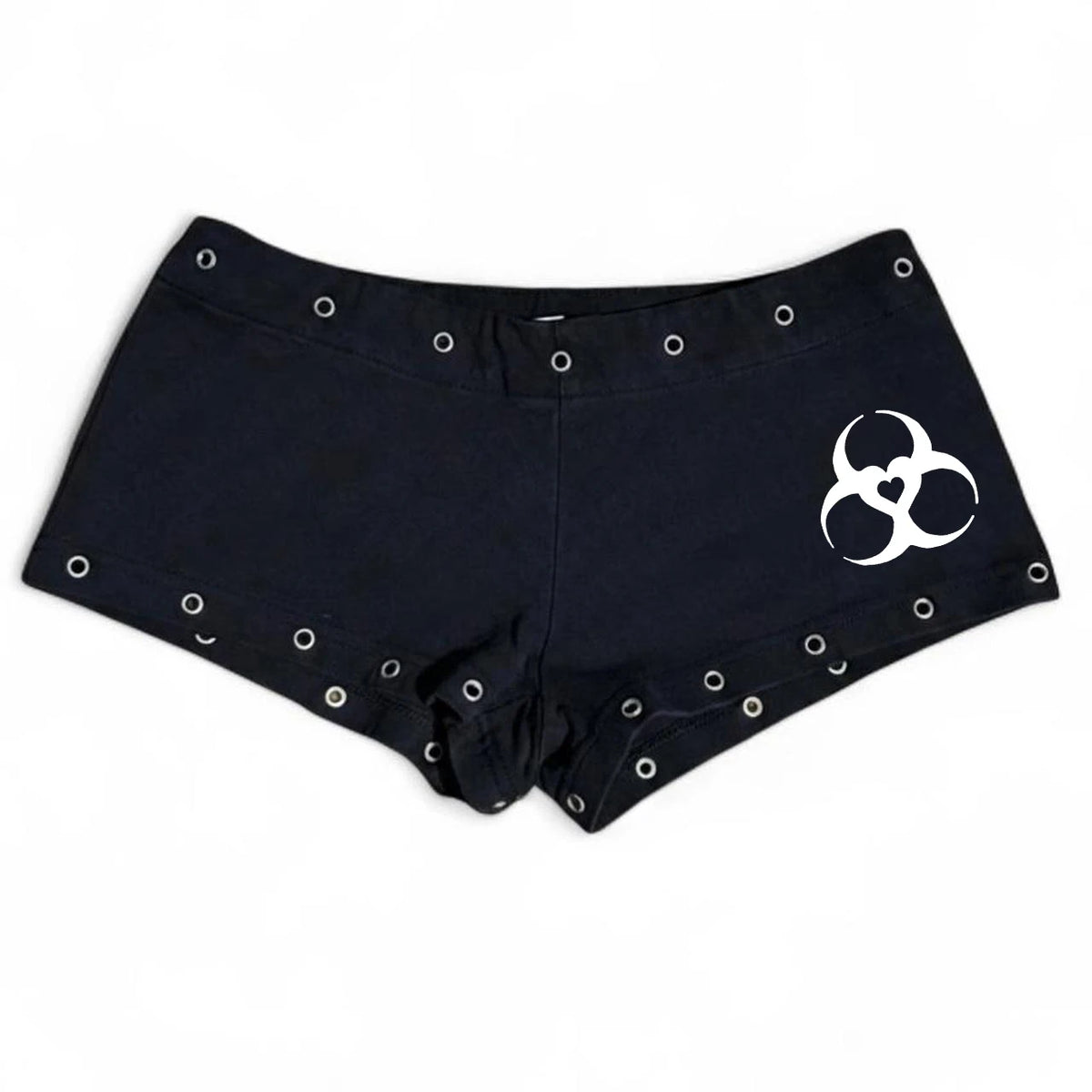 Y2K Gothic Hip Hop Rivet Shorts – Women's Black Slim Fit