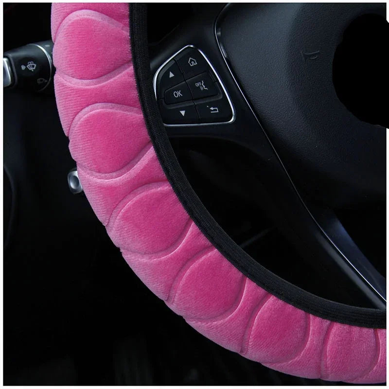 Short-Fur Plush Steering Wheel Cover – Winter Warm 37–39CM