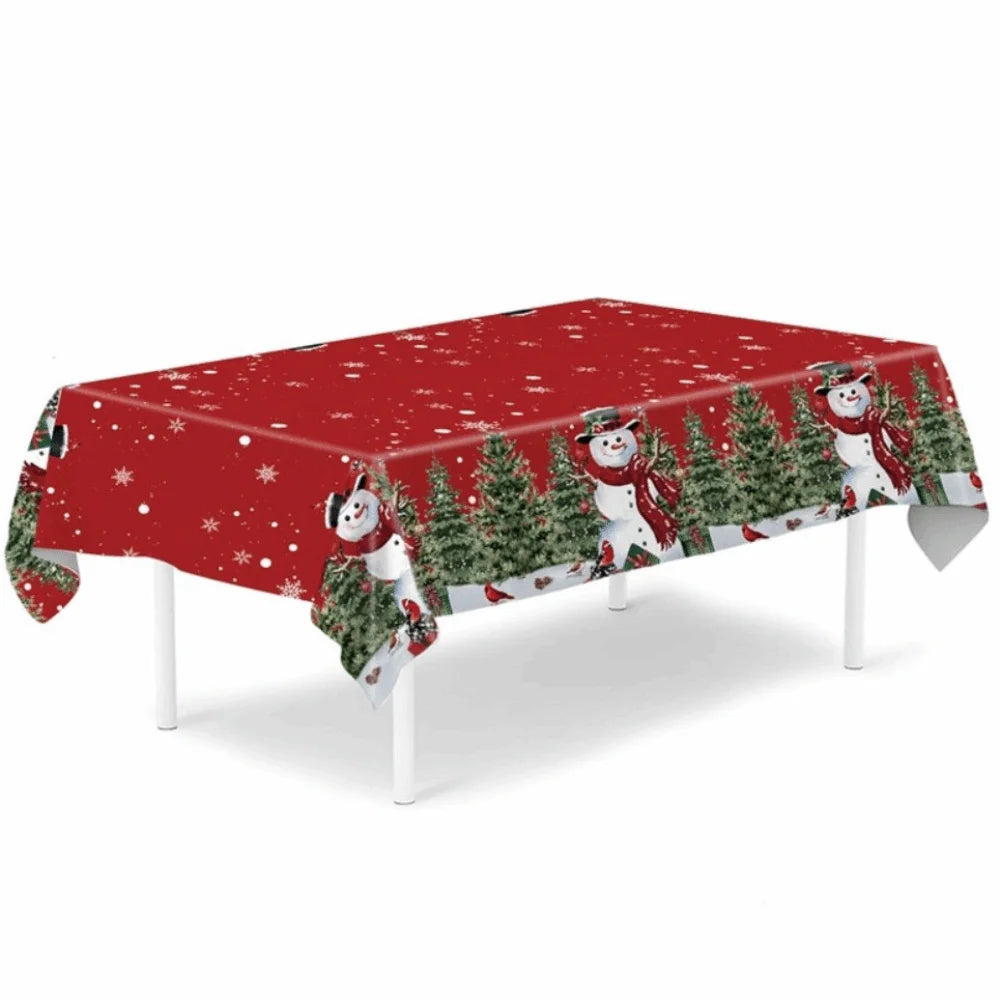Christmas Disposable Tablecloth – Santa & Elk PE Table Cover