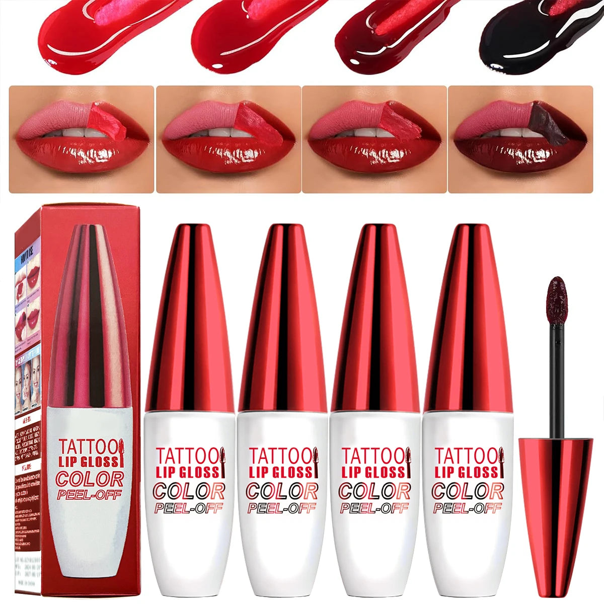 ZaiDoc Peel Off Lip Stain Set – 4 Colors Matte & Waterproof