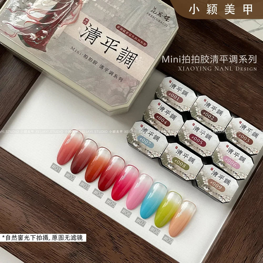 SAMMY 9-Color Chinese Style Nail Glitter Gel Palette