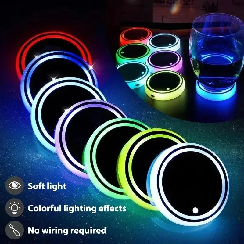 RGB LED Car Cup Holder Coaster – 7-Color Auto Sensor Light