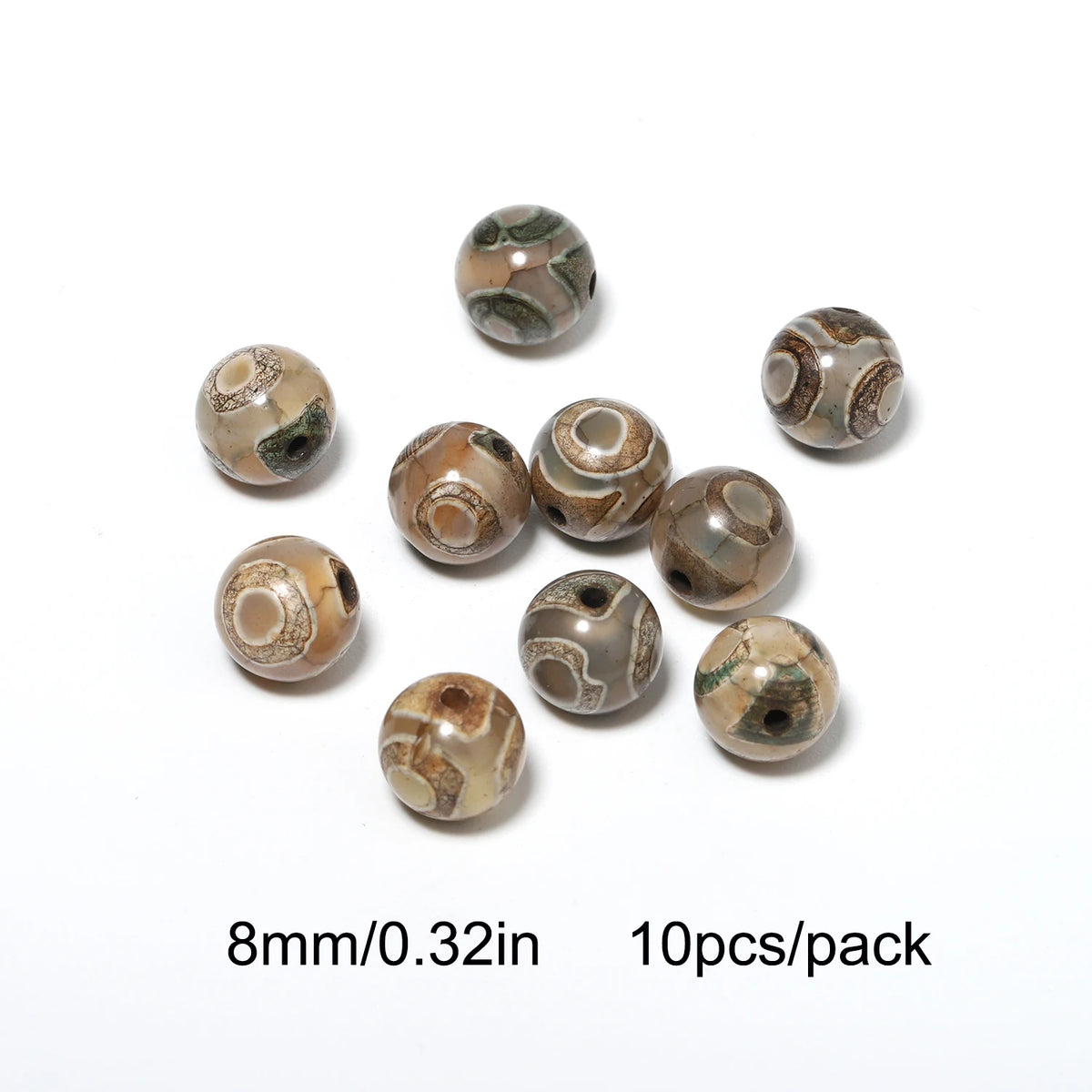 Tibetan Dzi Agate Natural Stone Round Beads | DIY Jewelry