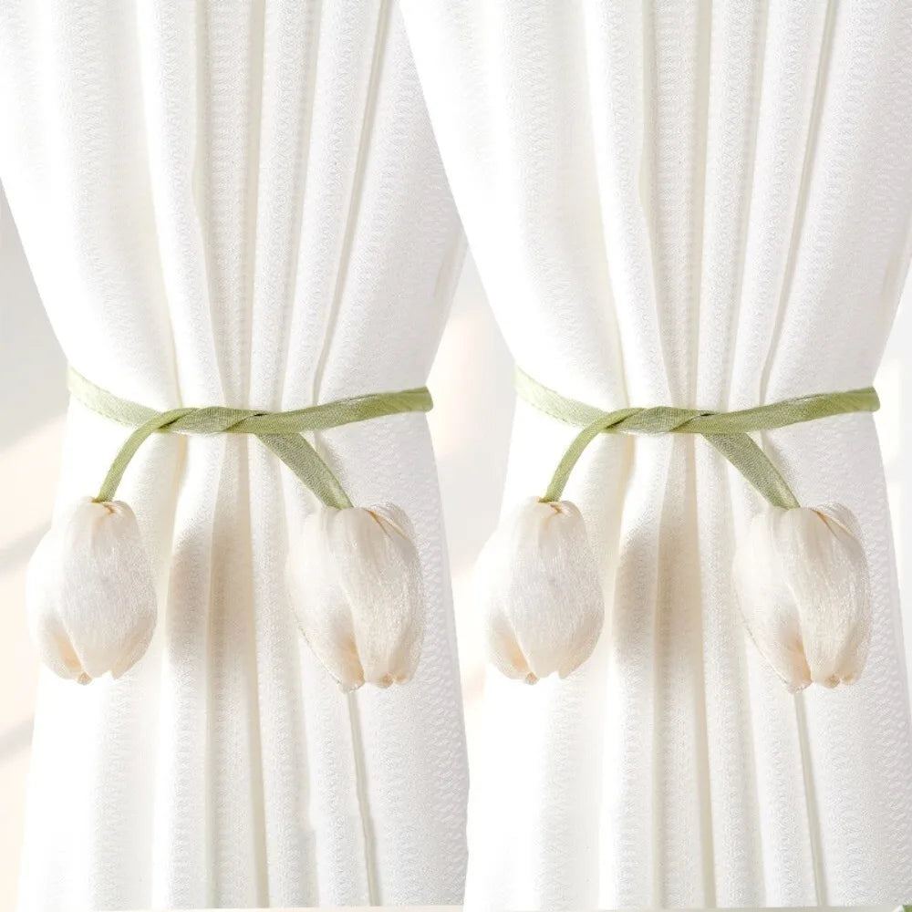 Tulip Curtain Tiebacks – Adjustable Cotton Tie Rope, 2-Pack