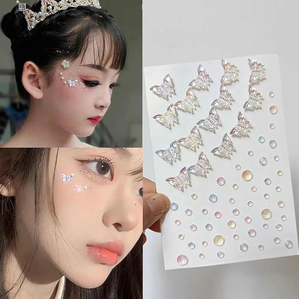 Face Gem Stickers – Butterfly Flower Star Heart Jewels