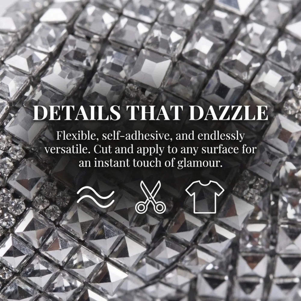 3-Yard Self-Adhesive Square Rhinestone Trim Strip | DIY Craft