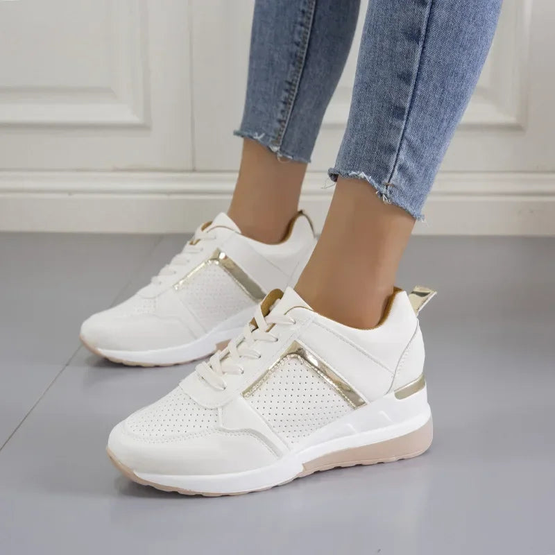 Women's Wedge Platform Sneakers – Lace-Up Breathable Sport Shoes