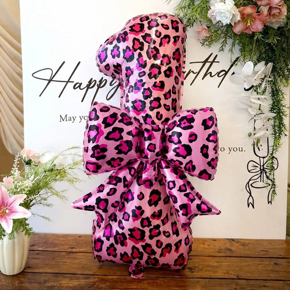 Pink Leopard Foil Number Balloons 0-9 | 40 Inch Party Décor