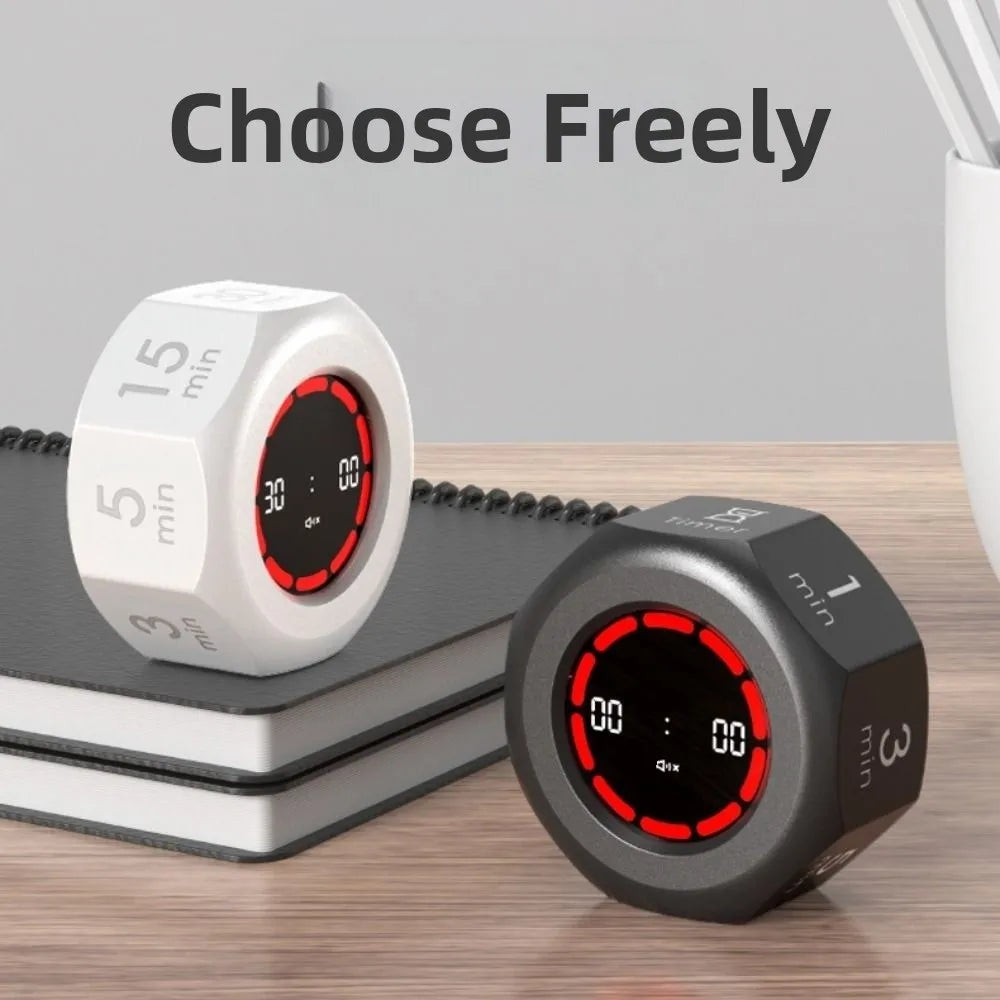 Octagon Digital Countdown Timer USB-C Rechargeable LED Clock