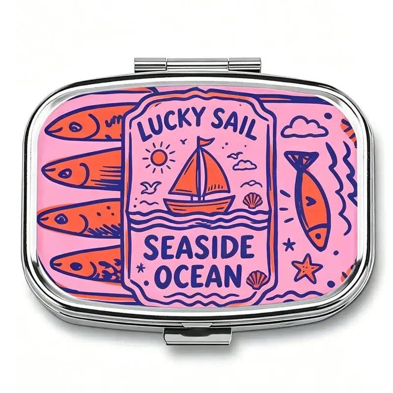 Vintage Sardines Metal Pill Box – 2-Compartment Fish Design