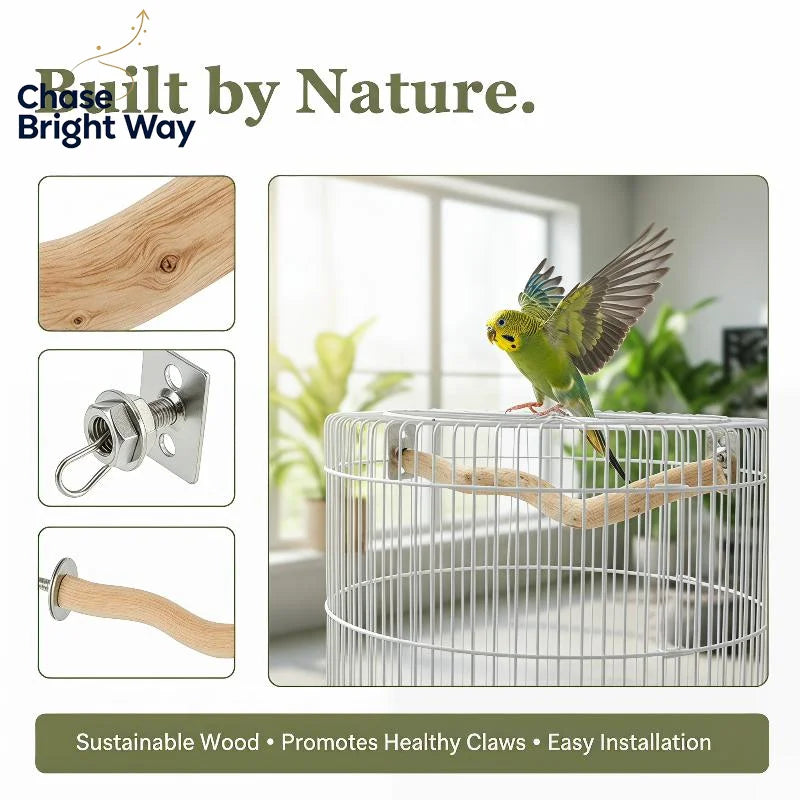 Natural Wood Parrot Perch Branch Stick – Bird Cage Stand & Paw File