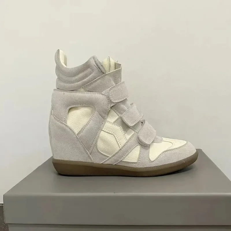 LEDP Women's Ankle Boots – 8CM Hidden Wedge Heel Split Leather
