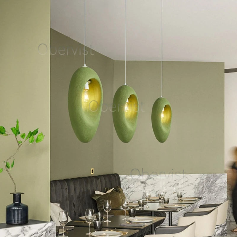 Wabi Sabi Mango Pendant Lamp – Green E27 LED Chandelier