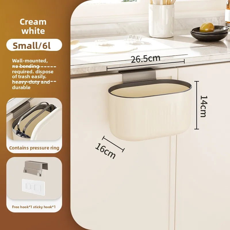Wall-Mounted Slide-Open Trash Can – Kitchen & Bathroom Bin