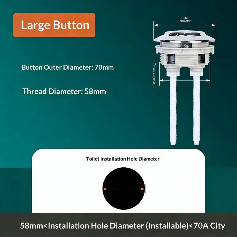 Universal Dual-Flush Toilet Push Button 38/48/58mm Tank Valve