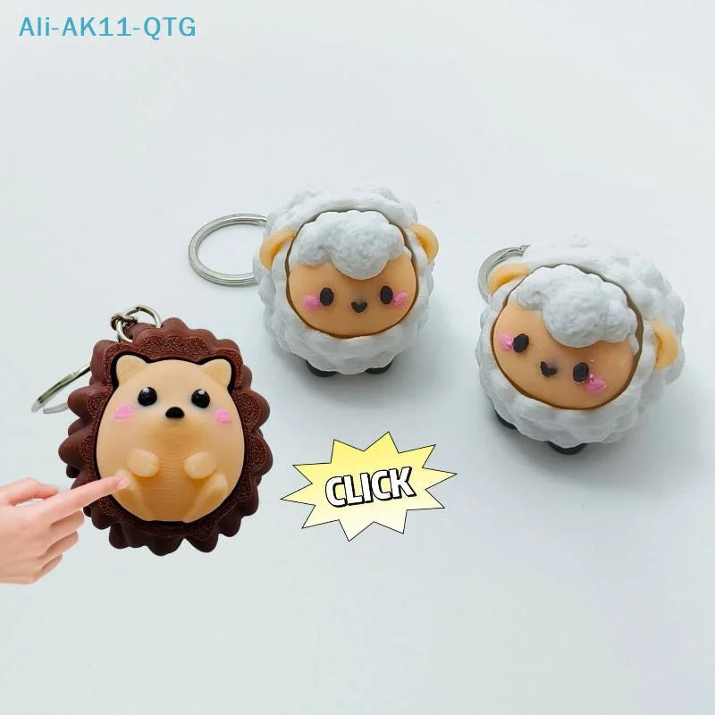 3D Printed Animal Fidget Clicker Keychain | Eco-Friendly PLA