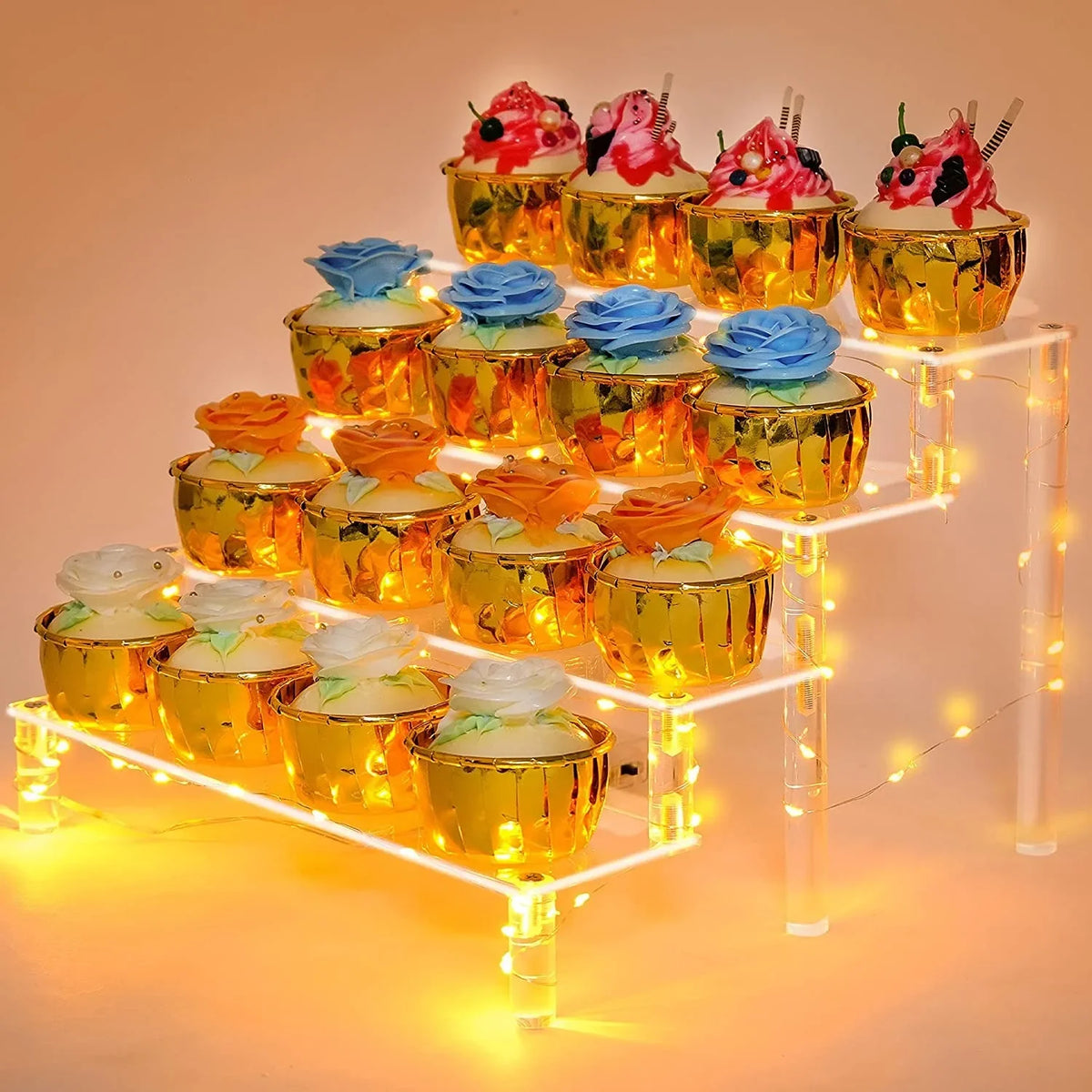 Black Acrylic Display Stand Riser 1–5 Tier Organizer Rack