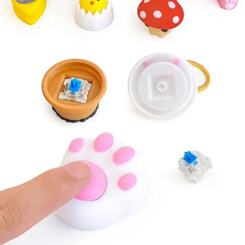 Mini 3D Printed Mushroom Turtle Clicker Keycap Fidget Toy