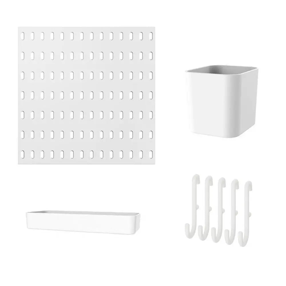 Wall-Mounted Pegboard Storage Organizer with Hooks | No-Drill