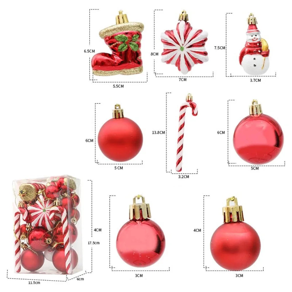 Mixed Shape Christmas Ornament Balls – Red, Gold & Rose Gold