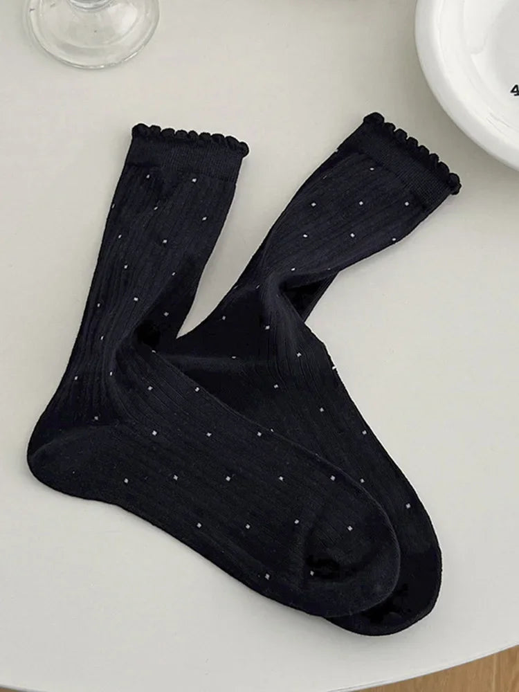 Women's Polka Dot Cotton Crew Socks – Kawaii Harajuku Style