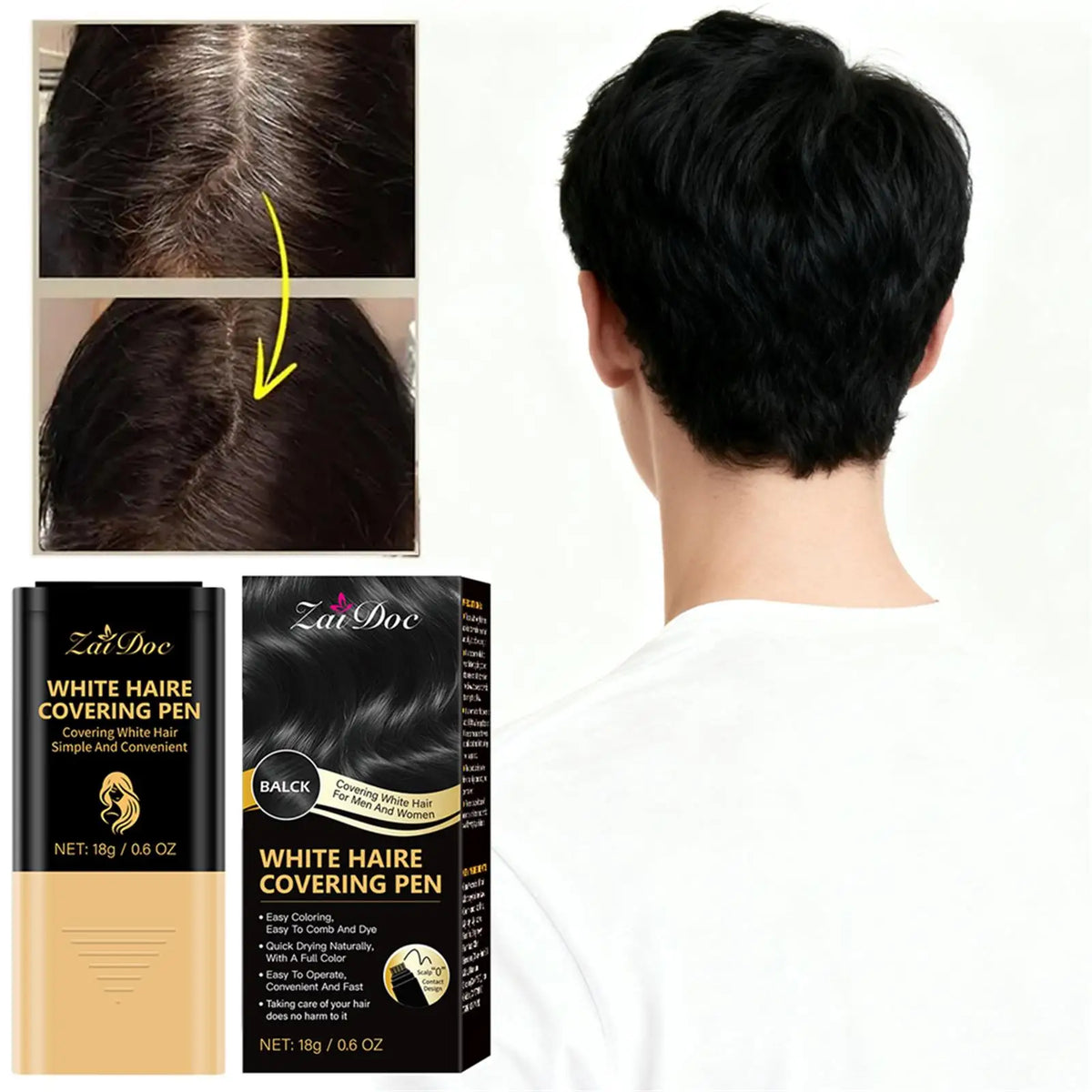 ZaiDoc Hair Root Touch Up Stick – Black & Brown Color Pen