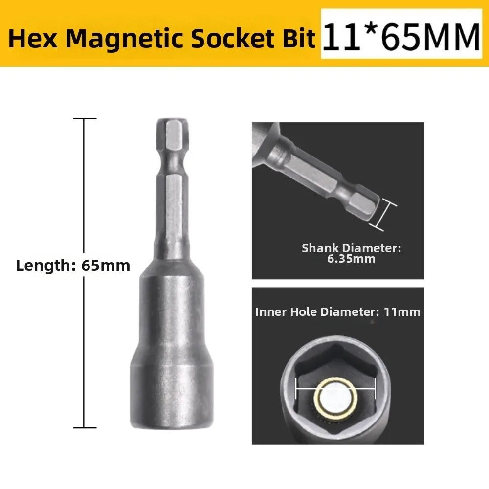 Magnetic Impact Nut Driver Set – 1/4" Hex Shank, 6–19mm