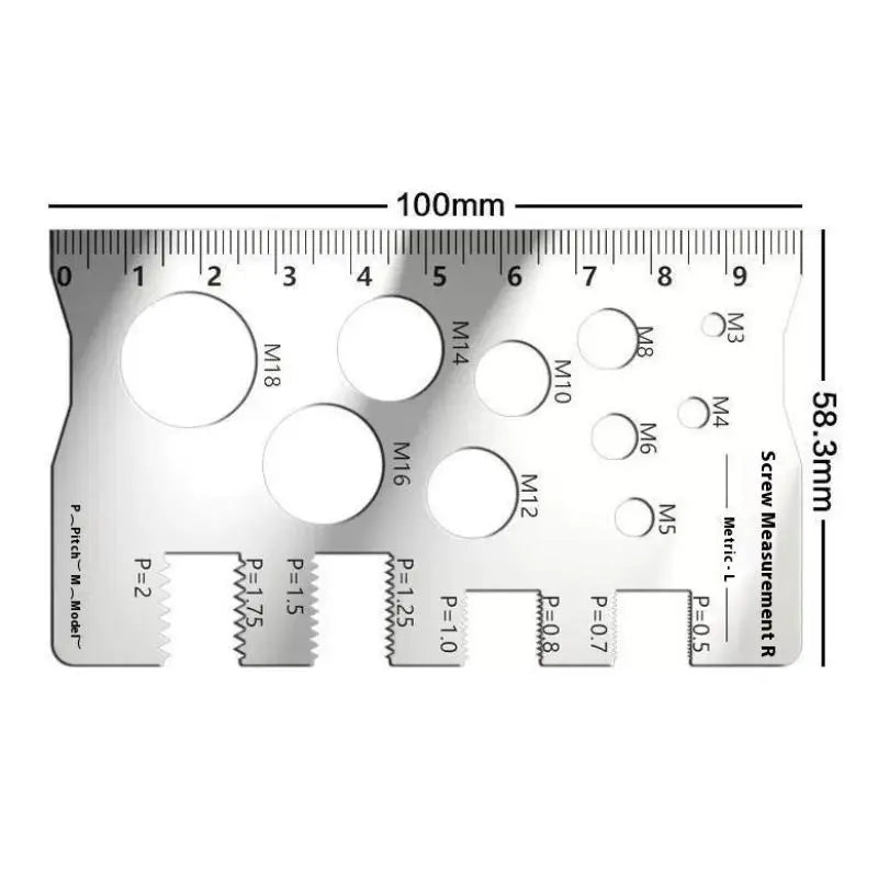 Stainless Steel Screw Thread Pitch & Diameter Gauge – M12
