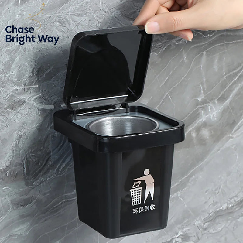 Wall-Mount Stainless Steel Ashtray with Lid | Anti-Fly Ash