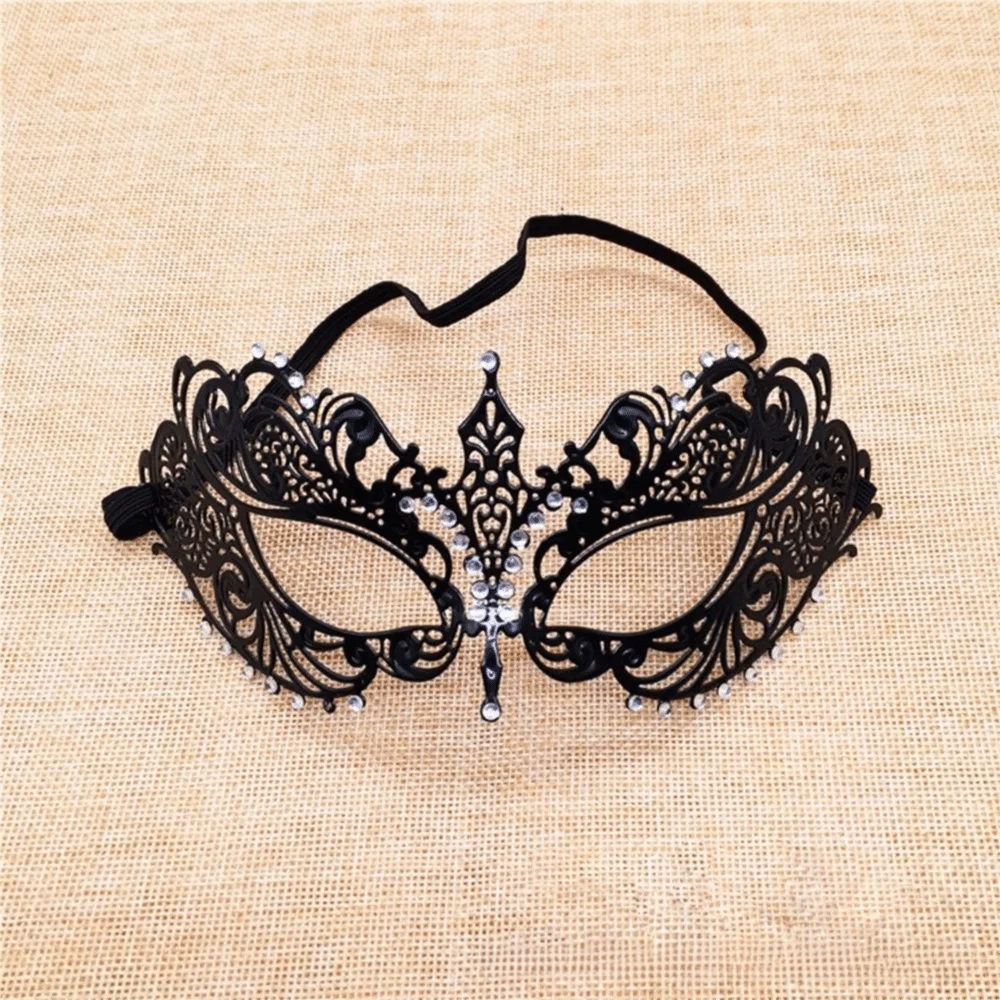 Vintage Lace Metal Masquerade Half Face Mask – Diamond Inlay