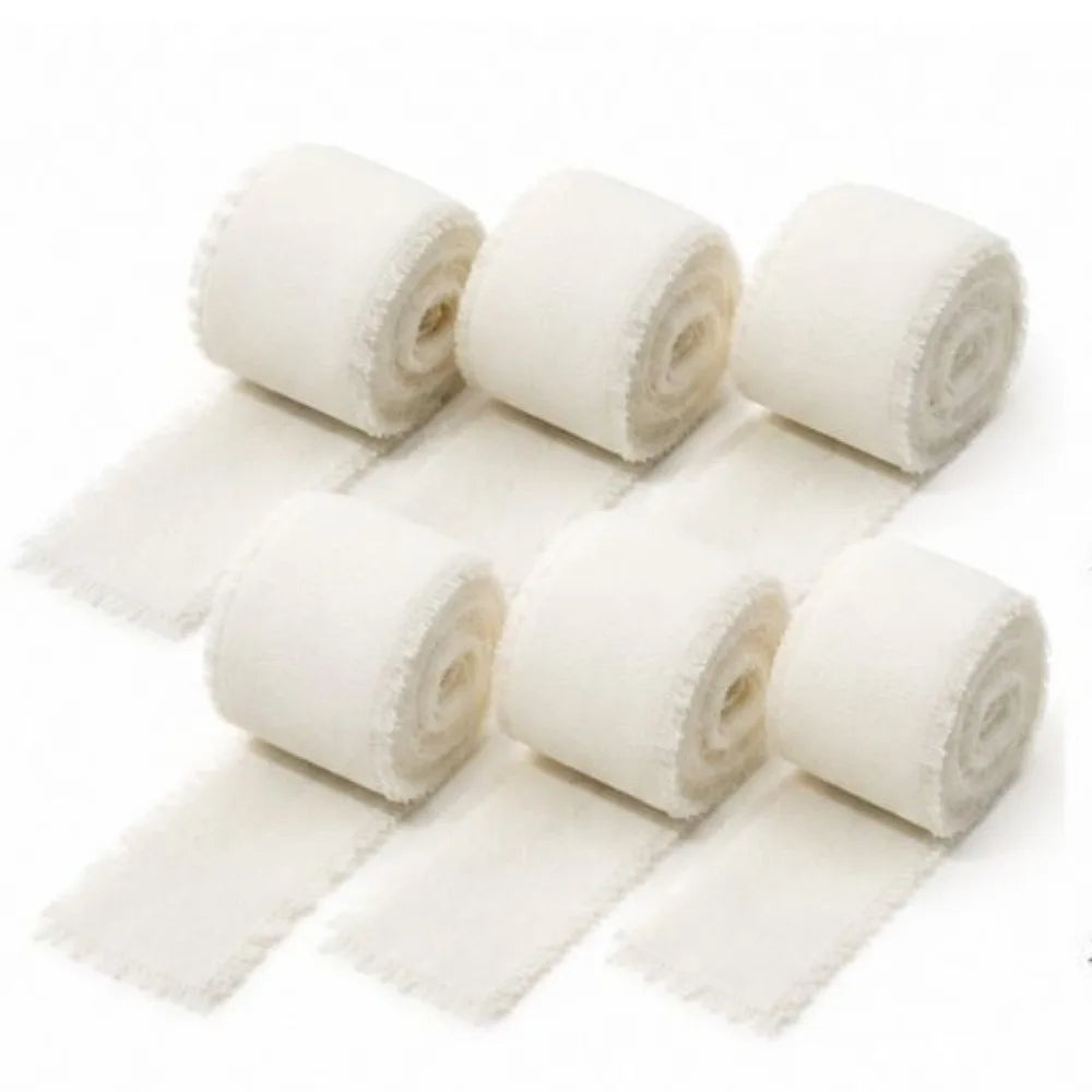6-Pack Frayed Edge Chiffon Ribbon – 4cm Wide, 30m Total