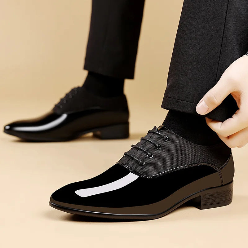 Men's Patent Leather Oxford Dress Shoes | Pointed Toe Formal