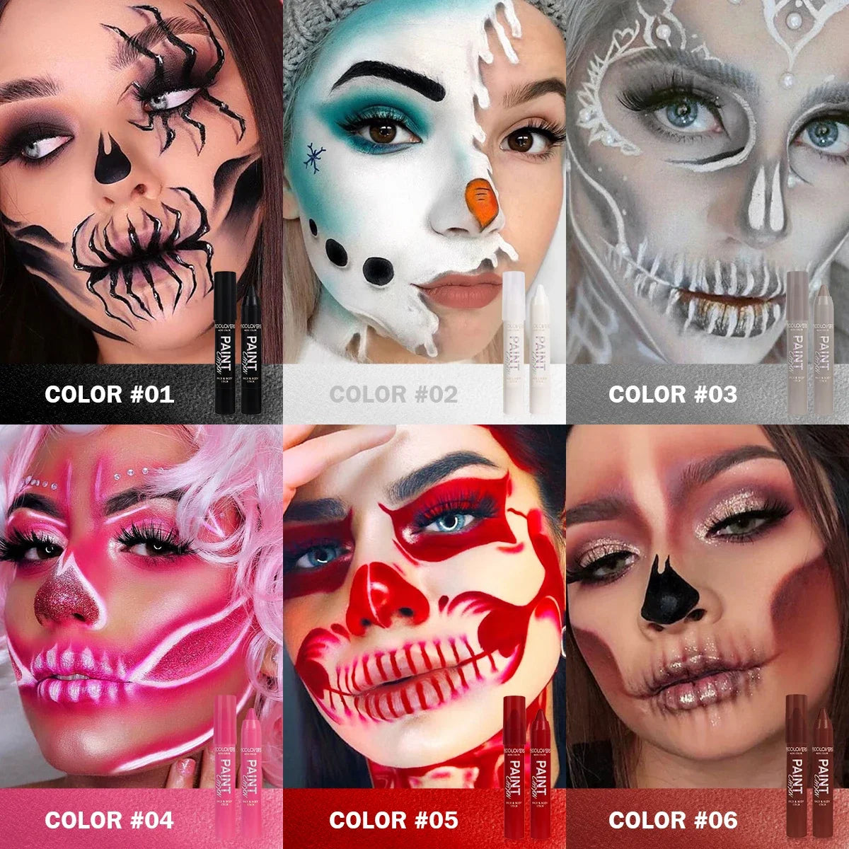 Party Face Paint Crayon – High-Pigment Halloween & Stage Makeup