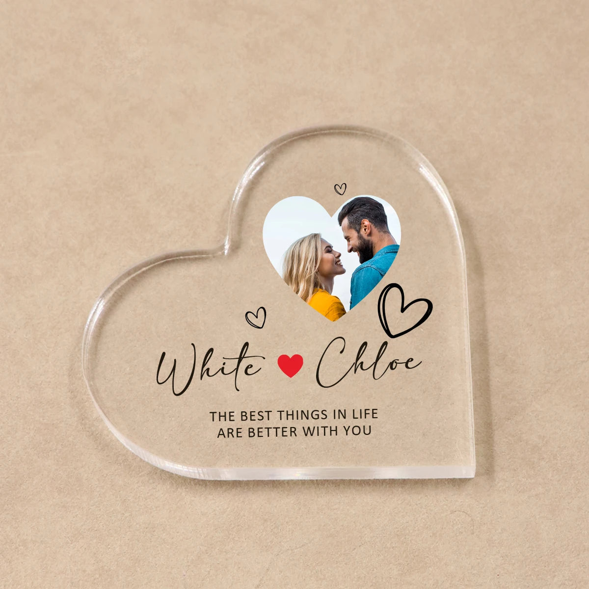 Personalized Heart Acrylic Ornament – Custom Name & Photo