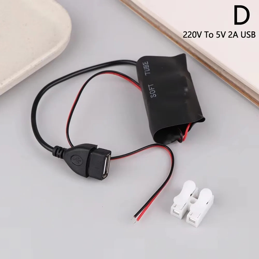 AC 220V to DC 5V Power Adapter – 1A/2A USB & USB-C
