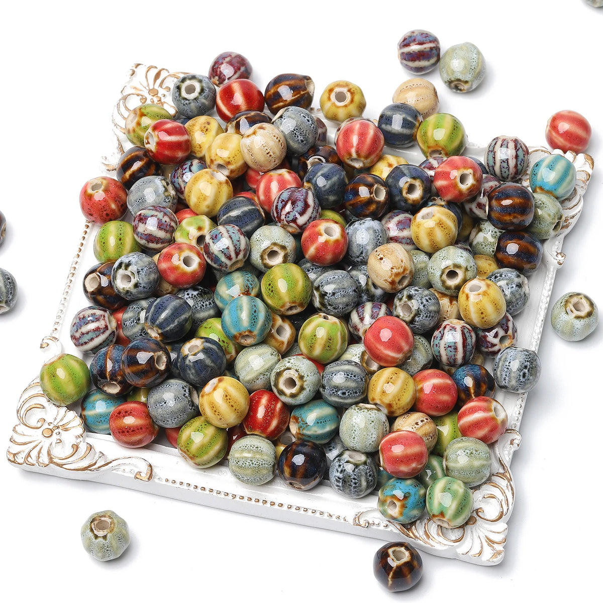Pumpkin Watermelon Ceramic Beads 11mm – DIY Jewelry Making