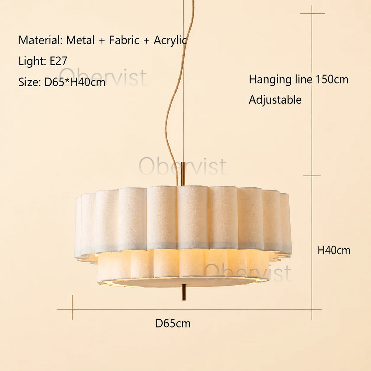 Wabi Sabi Fabric Pendant Light | Nordic Minimalist Ceiling Lamp