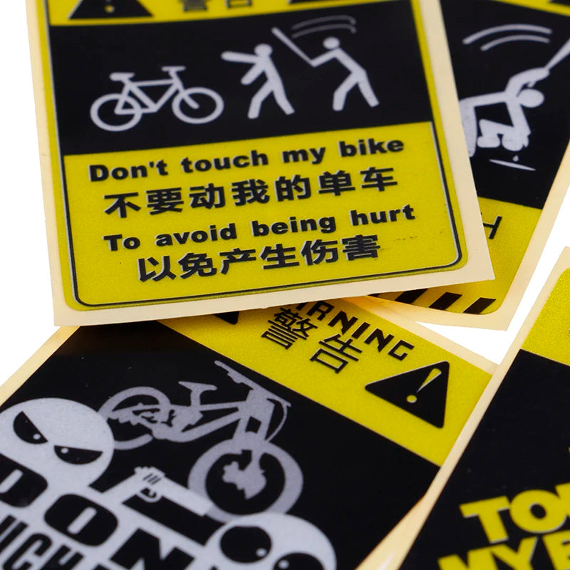 Don't Touch My Bike Waterproof Reflective Warning Decal Yellow