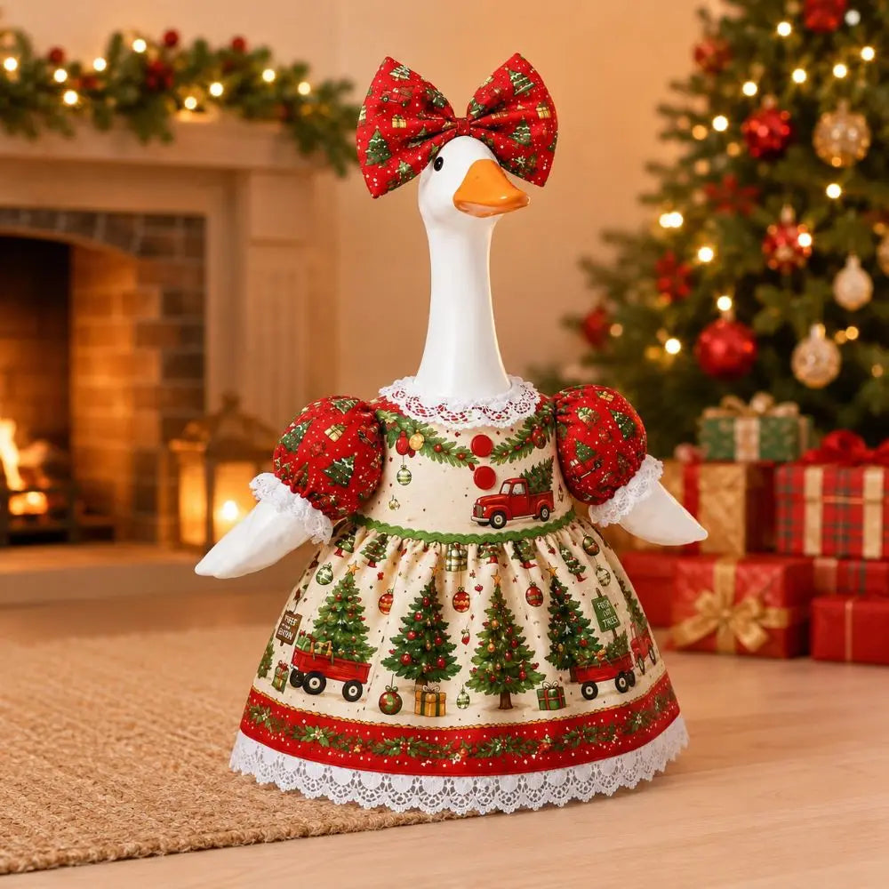 Red Truck Lace Goose Costume Outfit – 23-Inch Holiday Decor