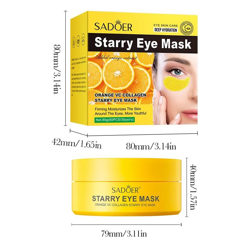 SADOER Vitamin C Collagen Eye Masks 60 Pcs – Moisturizing Patches
