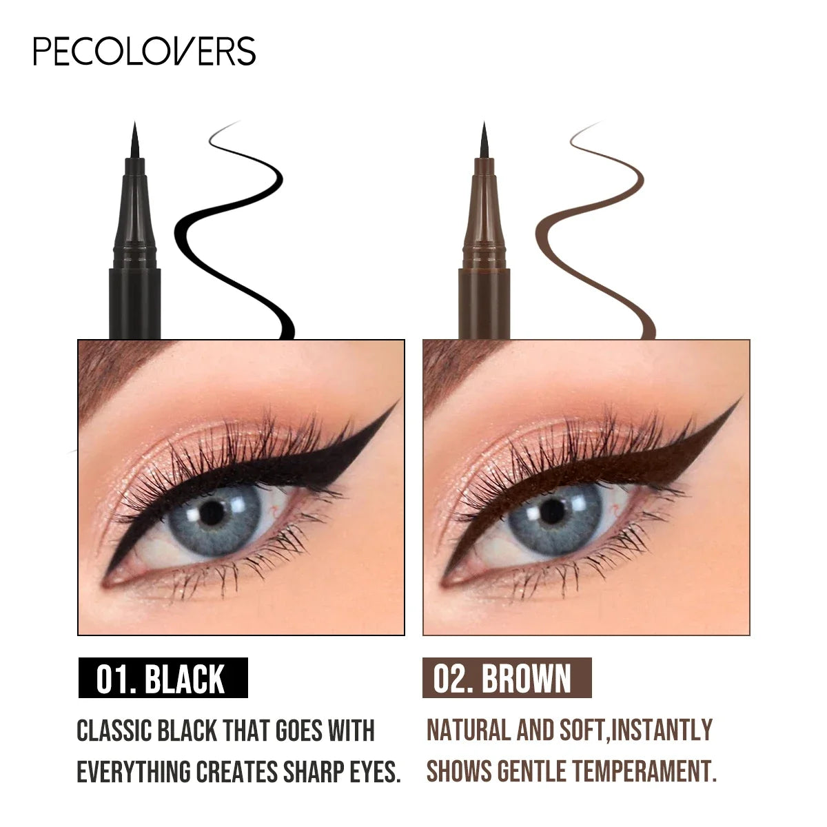 Waterproof Liquid Eyeliner Pen – Black & Brown, Long-Lasting