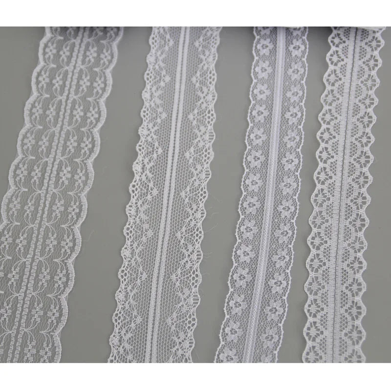 White Lace Ribbon 10m Roll – Hollow Flower Trim 3–4.5cm