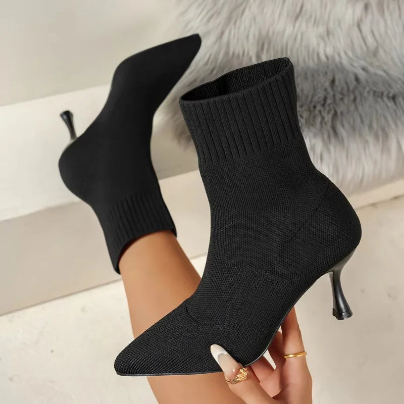 Women's Stretch Chelsea Ankle Boots – Pointed Toe Stiletto