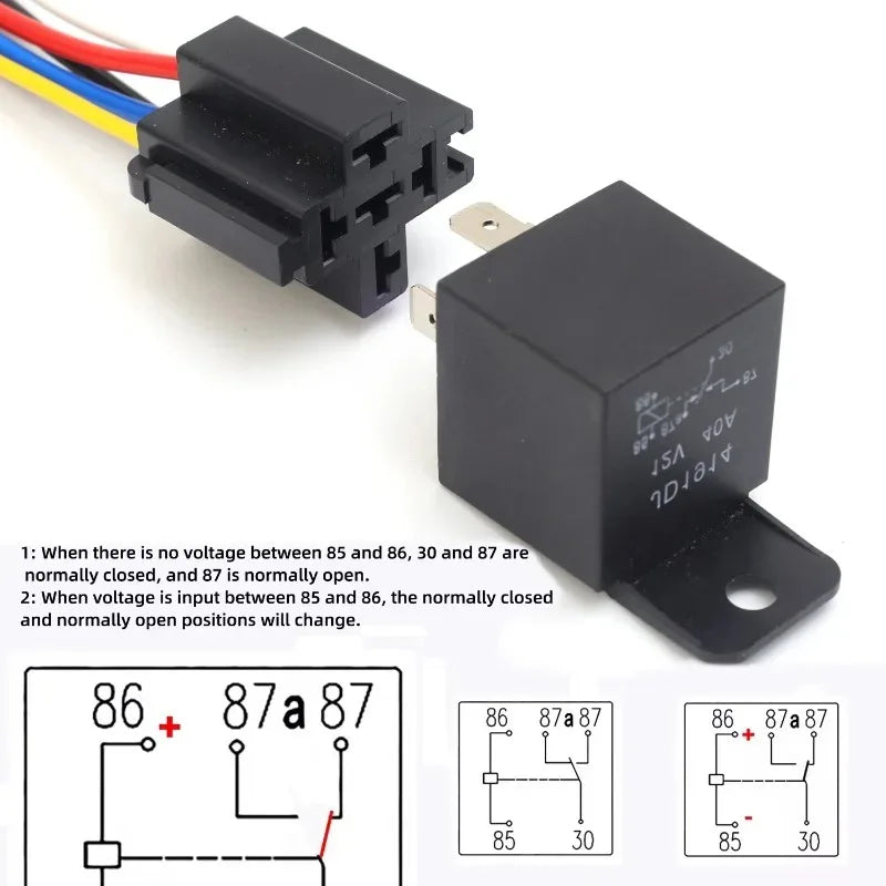 12V/24V 5-Pin 40A Car Relay with Socket & Harness – SPDT JD1914