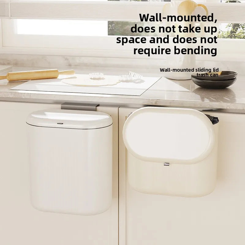 Wall-Mounted Slide-Open Trash Can – Kitchen & Bathroom