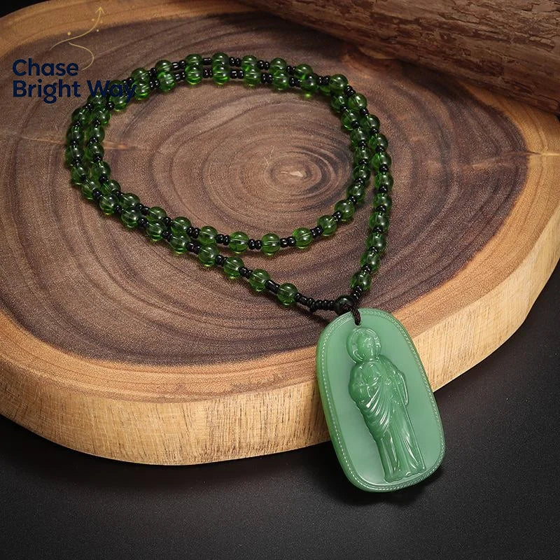 Imitation Jade Bodhisattva Pendant Necklace | Religious Gift