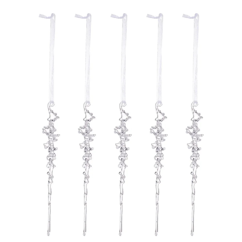 5-Pack Clear Acrylic Christmas Hanging Pendants | Star Snow Beads