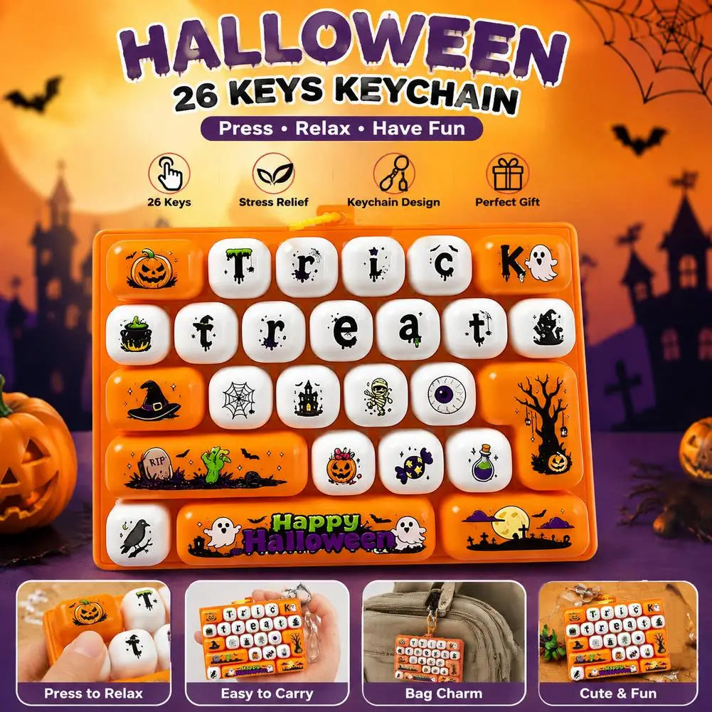 Halloween 26-Key Keyboard Fidget Keychain Pendant Toy | Tactile
