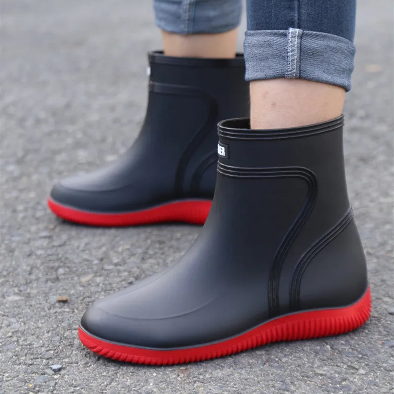 LEDP Unisex Waterproof Ankle Rain Boots | Non-Slip PVC