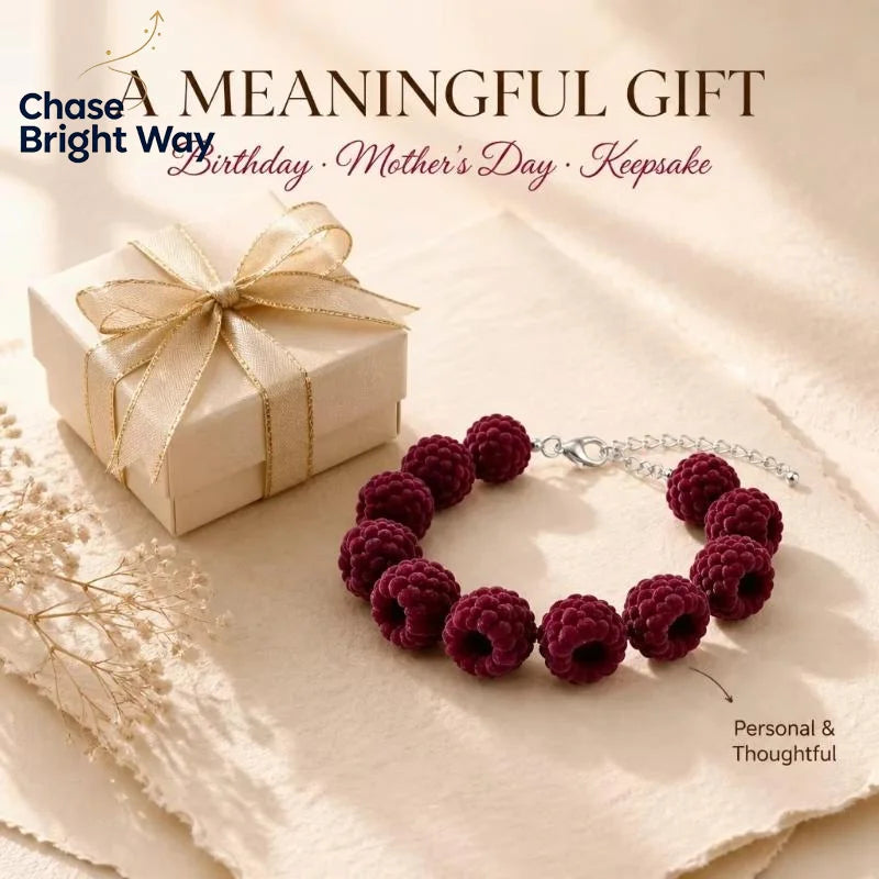 Resin Raspberry Bead Bracelet – Adjustable Berry Charm